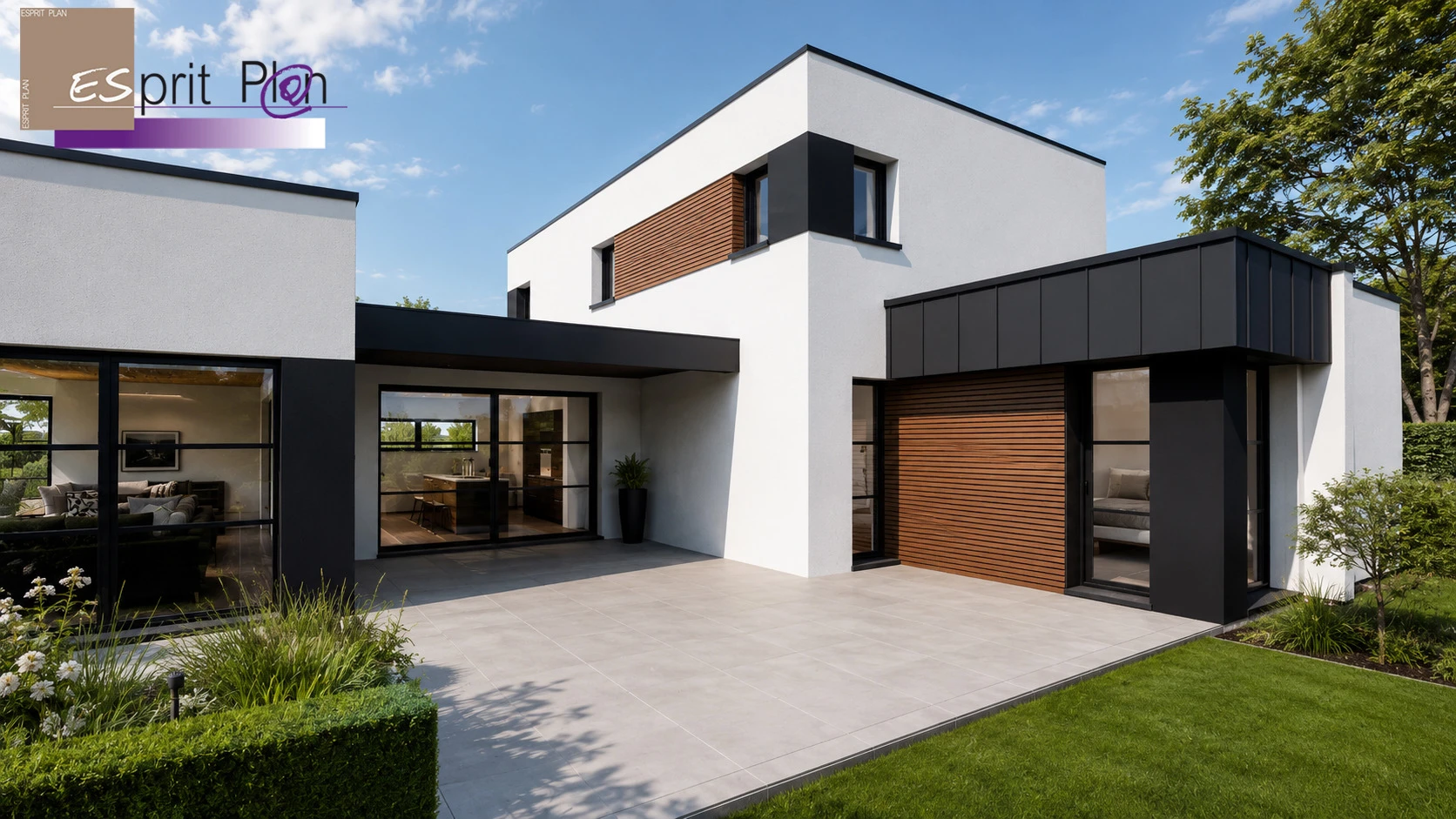 Des volumes en dialogue — Maison contemporaine, perspective ESPRIT PLAN
