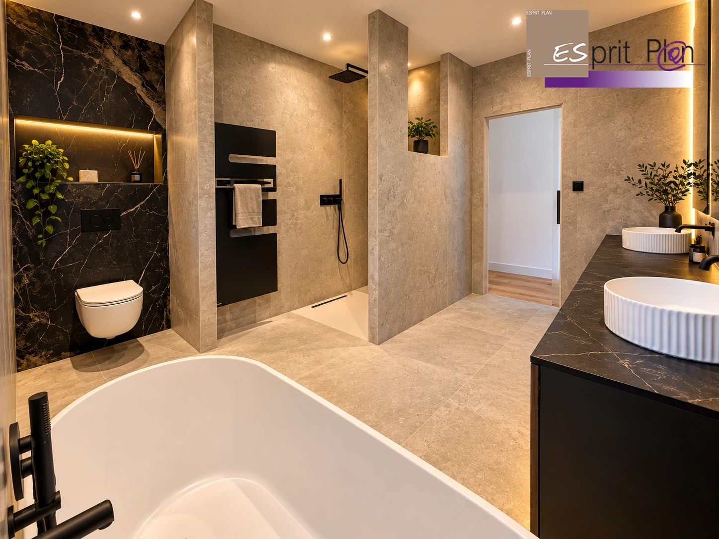 Une salle de bains tout en nuances — réalisation de nos partenaires